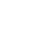 Black abstract symbol resembling scattered dots inside a white speech bubble shape on black background.
