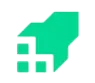 Green arrow pointing upwards to the right with three small white squares along its left edge.